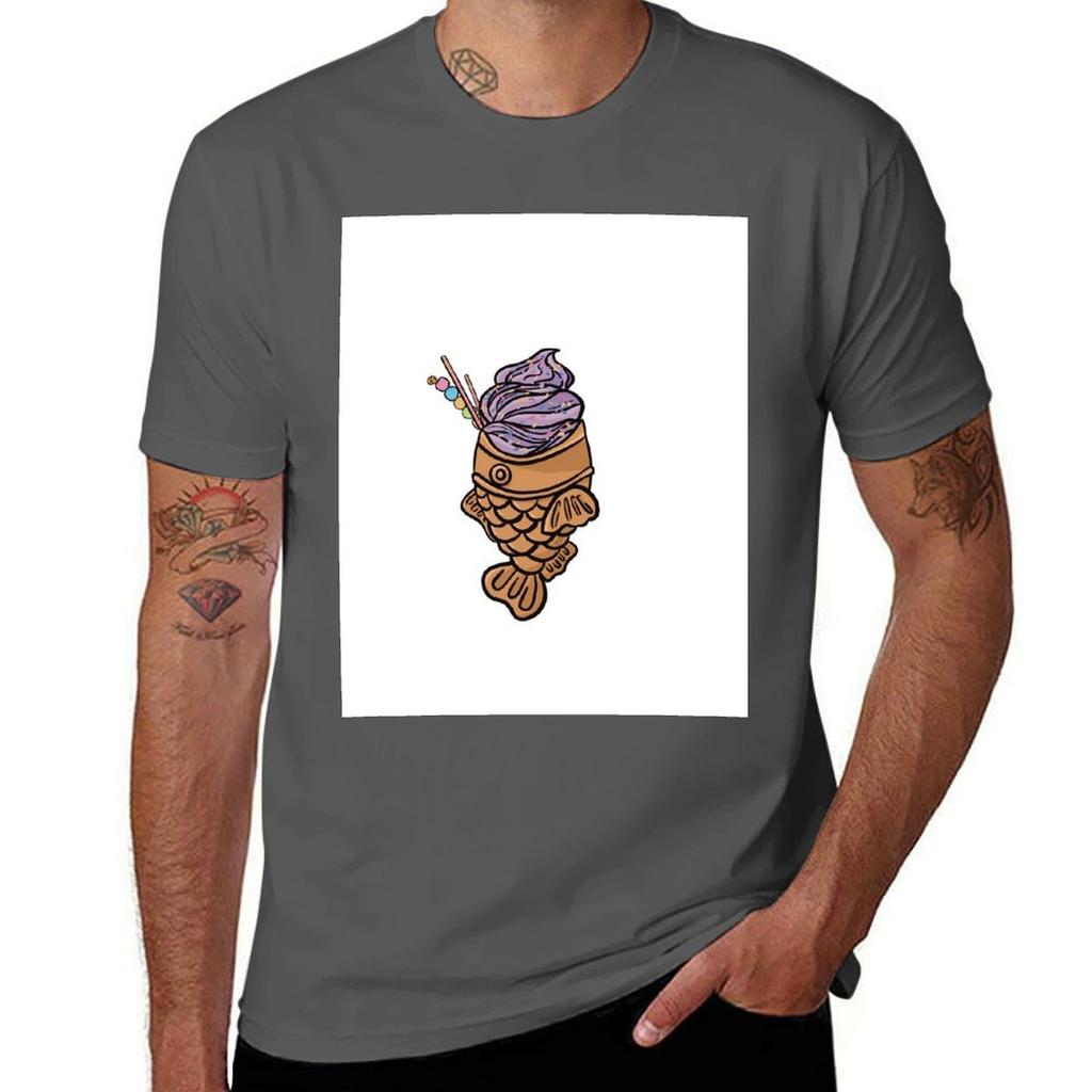 outline Taiyaki Cute with TShirt Creative Graphic Tee Shirt