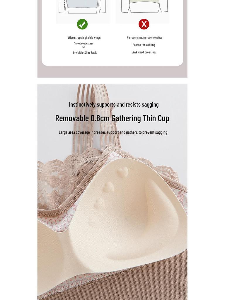 Women's Lace Bandeau Tank Top with Chest Pads - Plus Size Anti-Exposure Base Layer Bra