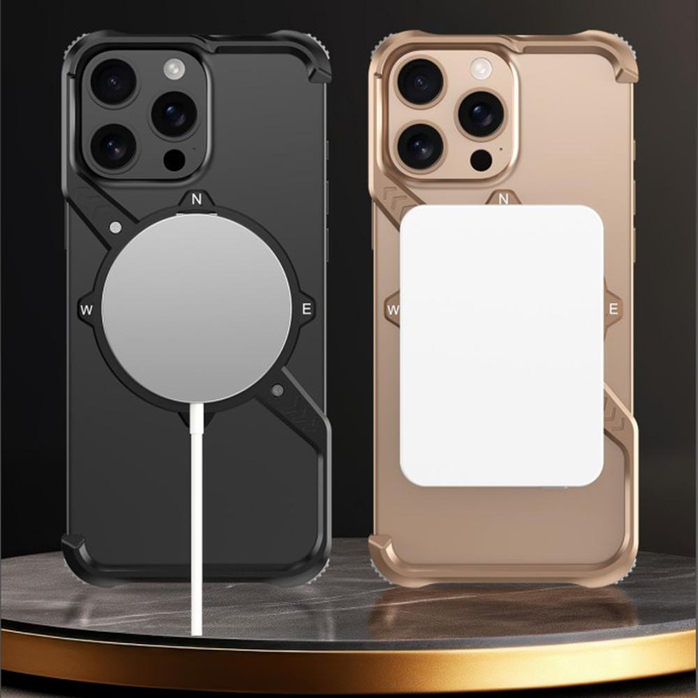 For iPhone 13 Pro Magnetic Case with Kickstand Four Corner Airbag Heat Dissipation Metal Phone Cover
