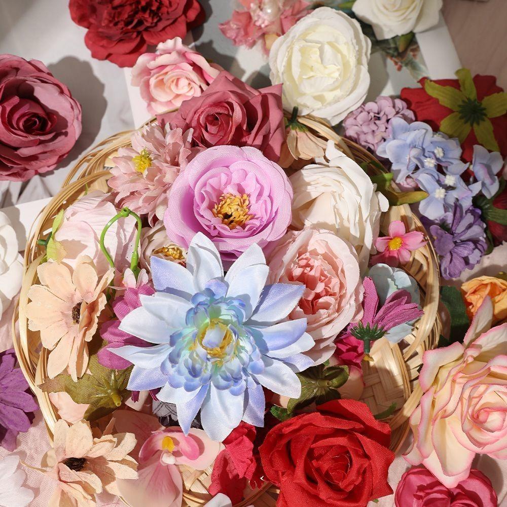 20/40/60/80/100 Stück Zufällige Stil-Kunstblumen-Mischung Fake-Blumen für Heimdekoration Hochzeitsdekoration DIY-Geschenk-Ornament