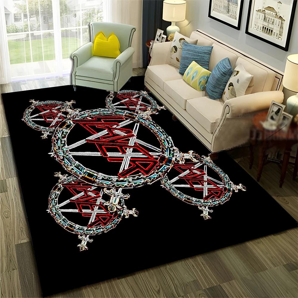 Rock Slayer Heavy Metal Band Carpet Rug for Home Living Room Bedroom Sofa Doormat Decor,kids Play  Area Rug Non-slip Floor Mat