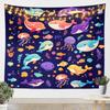 Colorful Ocean Tapestry, Calming Wall Art with Cute Whales, Dolphins, Jellyfish & Underwater Plants, Ideal for Home, Dorm & Kids