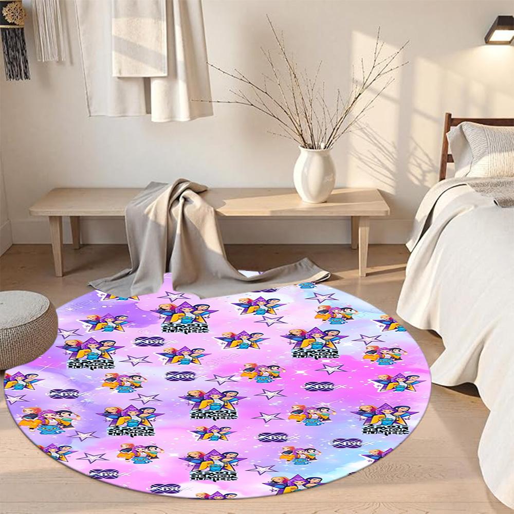 Kpop Round Office Rug Design for Outdoor Decorate Room Game Room Balcony Antislip Round Carpet Anime Office Decor Best for Christmas