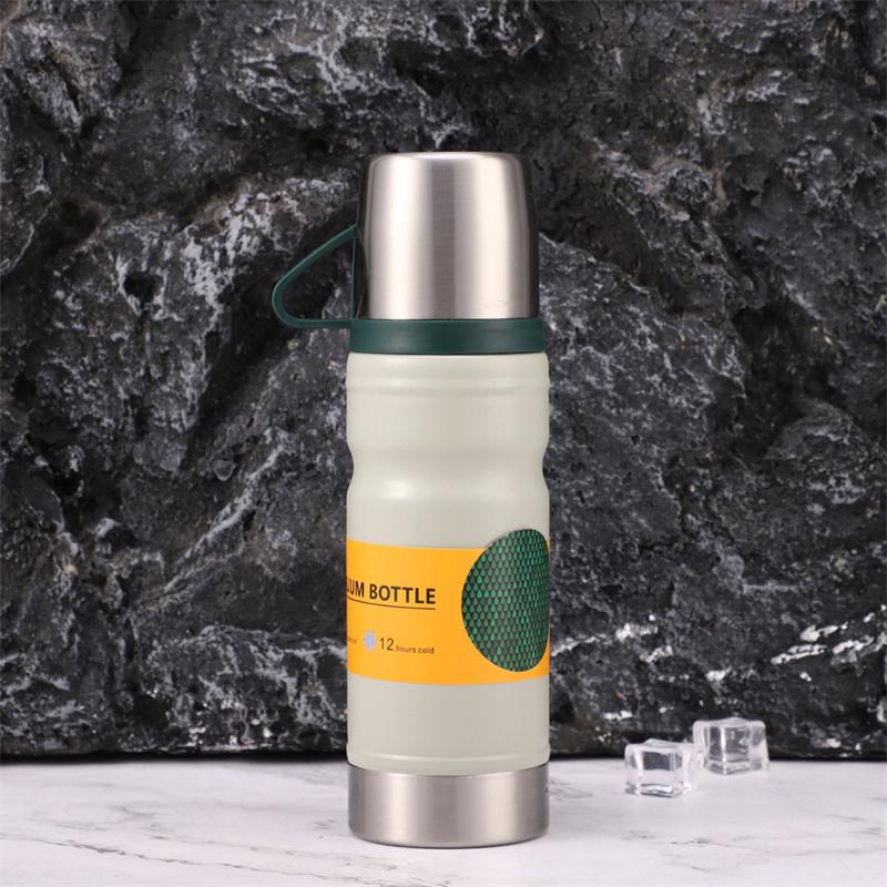 

680ML Stainless Steel Vacuum Flask Gift Set 1pcs Bullet Thermos 3pcs Cups Travel Hot Water Thermal Insulation Cup Coffee Tumbler 680ml білий