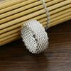 Cold Wind White Geometric Woven Mesh Soft Ring Women'S Thick Rhodium Gold Jewelry