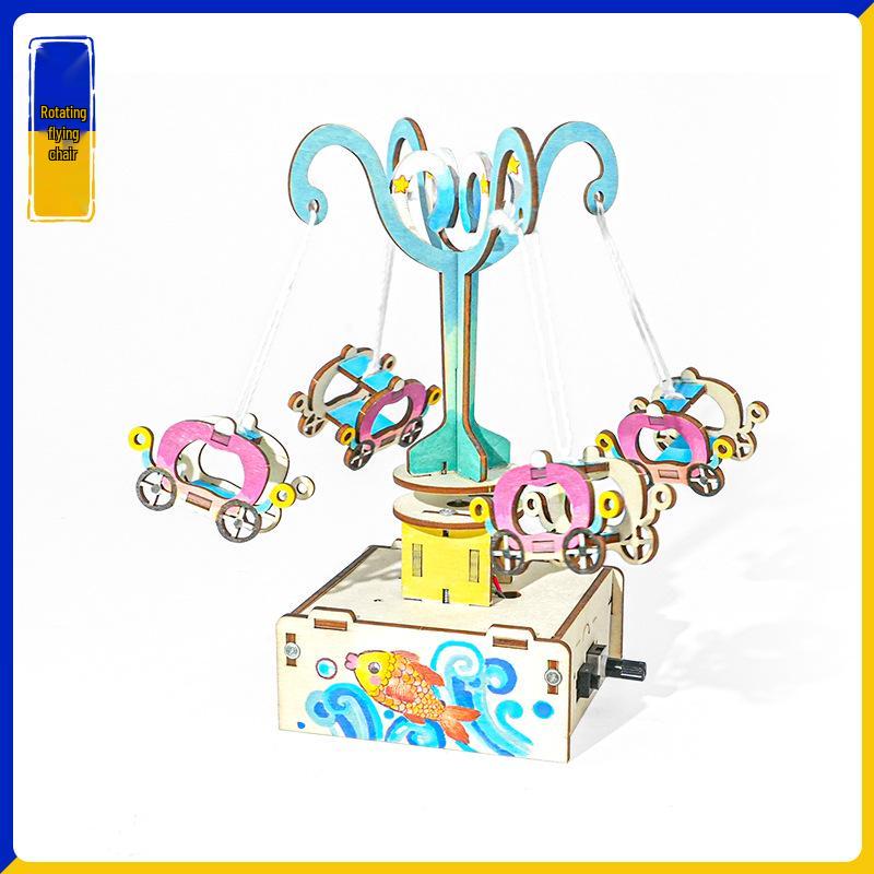 DIY Electric Rotating Flying Chair Kit – Handmade Wooden STEAM Experiment & Educational Aid