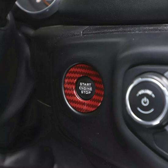 Red Carbon Engine Start Stop Button Cover Accessories For Gladiator JT/JL 18-25