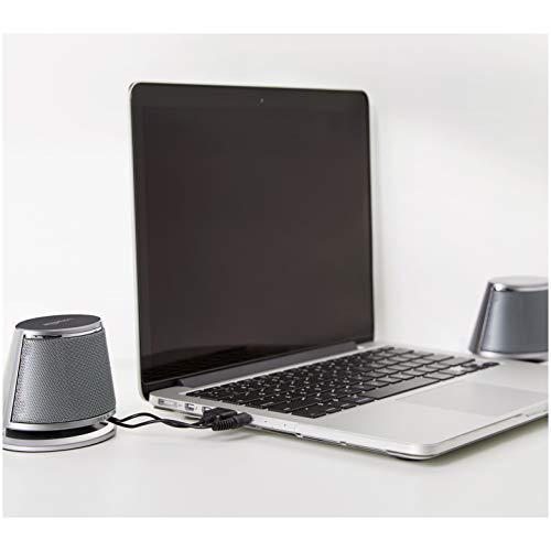 Amazon Basic Dynamic Sound Speaker, USB Connection, PC/Computer, Silver, 1 Set