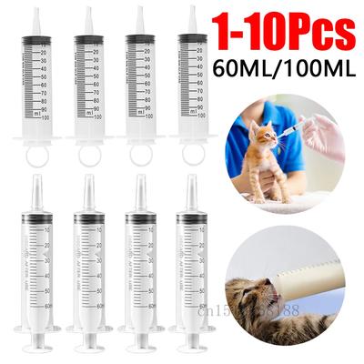 60ml/100ML Krmná stříkačka Plnění lepidlem Klystýrová stříkačka Živiny Sterilní Bez jehly Zalévání pro Průmyslovou hydroponii 1-10ks