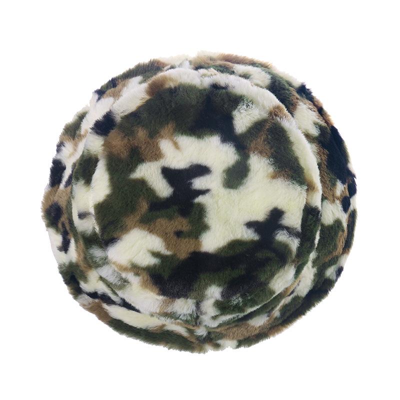 Autumn and Winter New Fashion Imitation Rabbit Plush Pot Hat Printing Camouflage Bucket Hat Thermal Hat Men and Women Foreign Trade Europe