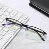 Metal Half Frame Square Myopia Glasses -6 To 0 Degree Student Reading Eyewear +1 To +4