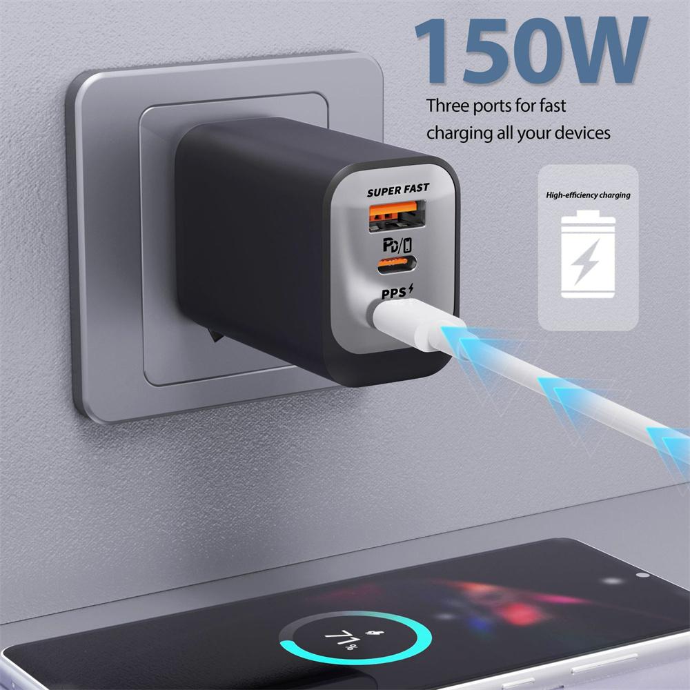150W USB Type C Charger Fast Charging Mobile Phone Charger Wall Charger For iPhone 17 Samsung Xiaomi 17 Pro Max EU/KR/US/UK Plug