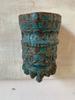 Hand Carved Wood Wall Shelf: Blue Flower Design, Antique Bracket