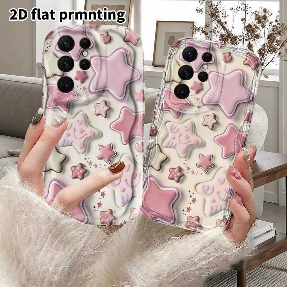 Phone Case: 2D Flat Samsung Galaxy A34 A35 M05 M06 S20 S22 S21 FE Plus 5G Protective Case, Couples Style, Star Cookies, Christmas and Halloween Gifts