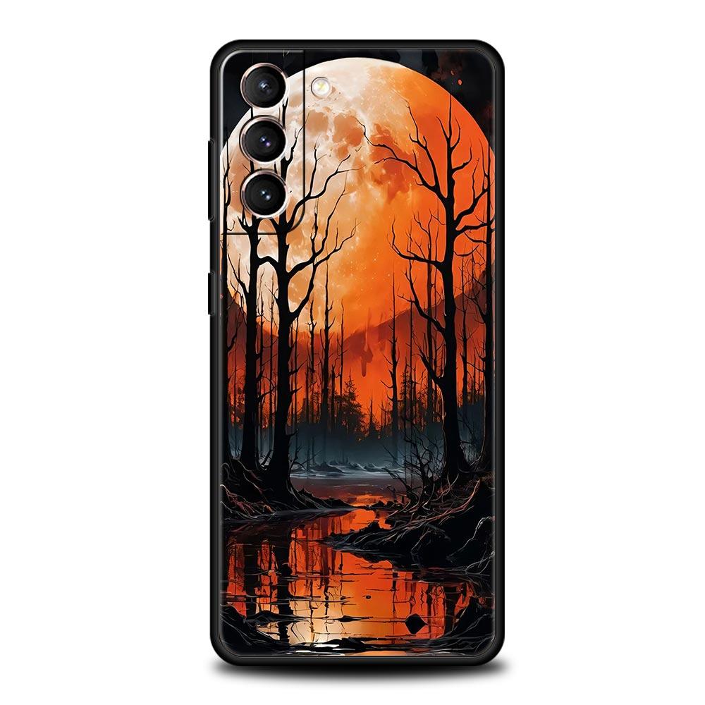 Mond am Ast Handyhülle für Samsung Galaxy S25 S24 S23 S22 S20 Ultra S21 FE 5G S10 Plus S10E Weiche TPU-Hülle