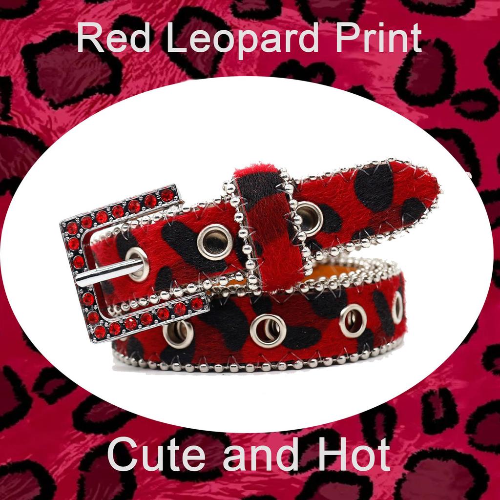 Waist Belt Rhinestones Buckle Leopard Print Chain Costume Belt for Wrap Dress Waist Belt for Suit Skirt Jeans Jewelry