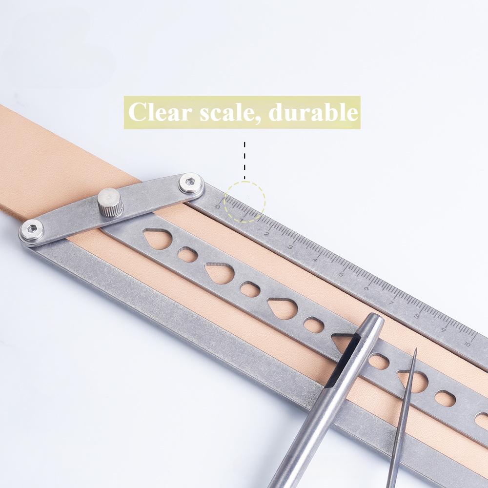 Righello di Posizionamento Ausiliario per Punzonatura Cintura, Modello Regolabile per Spaziatura Fori, Strumento per Artigianato in Pelle Fai-da-te, Strumenti Professionali