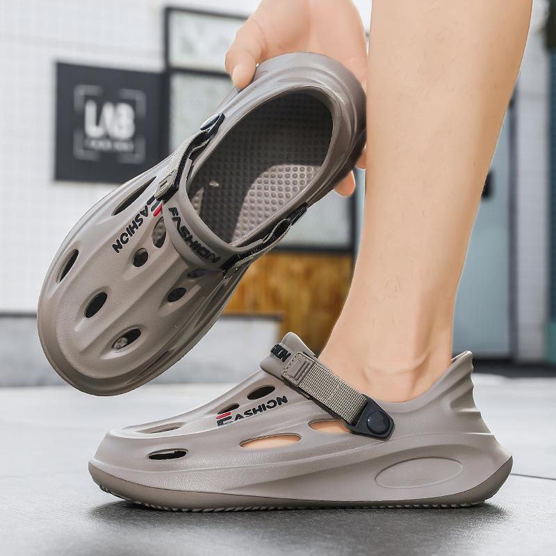 

Мужская обувь 2025 лето новая молодежная EVA повседневная ленивая дырочная трендовая обувь удобная внешняя сумка голова пляжная обувь 45 хаки