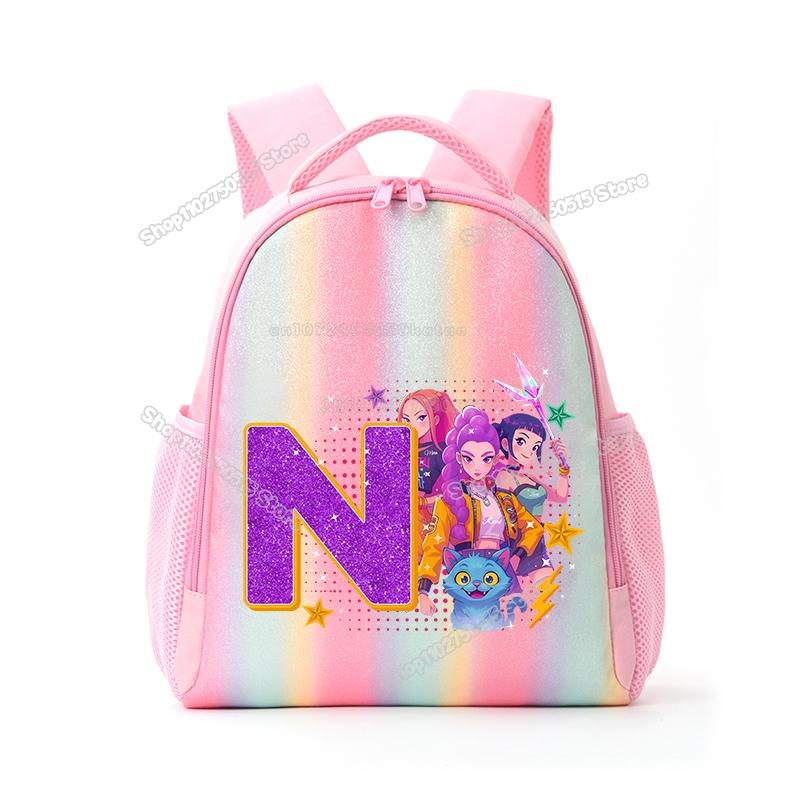 Perfect KPop Demon Hunters Letter A-Z Rainbow Backpack Rumi Mira Zoey Student School Backpack Anime Movie Women Girl Travel Rucksack