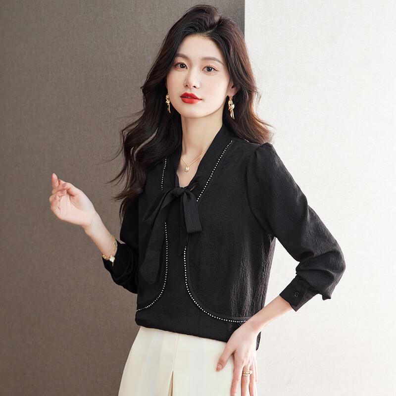 

Элегантная блузка с длинным рукавом и галстуком-бантом из жаккарда L