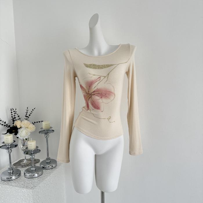 

Район 260 г Футболка флисовая с длинным рукавом облегающего кроя со стразами Lily Language L абрикосовый/кремовый