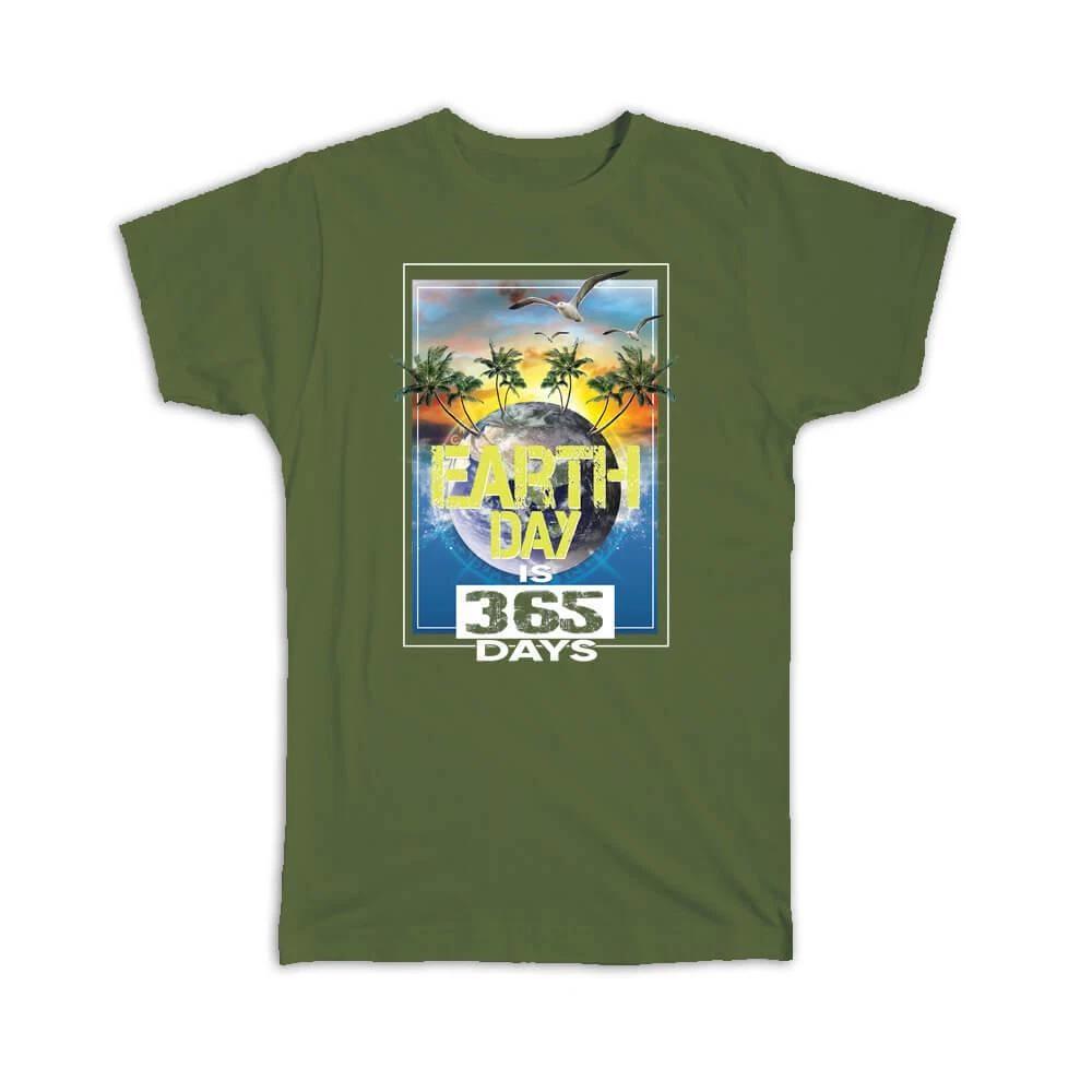 Gift T-Shirt : Ecolife Earth Globe Seagulls Palme Trees Sunset Climate Change 3XL