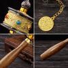Tibetan Special Crafts Prayer Wheel Alloy Metal Hand Cranking Carving Crystal Decor Prayer Wheel Crafts Exquisite Buddhist Gift