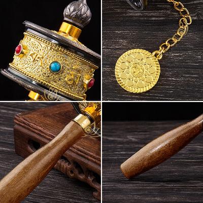 Tibet Özel El Sanatları Dua Çarkı Alaşımlı Metal El Çevirmeli Oyma Kristal Dekor Dua Çarkı El Sanatları Zarif Budist Hediye