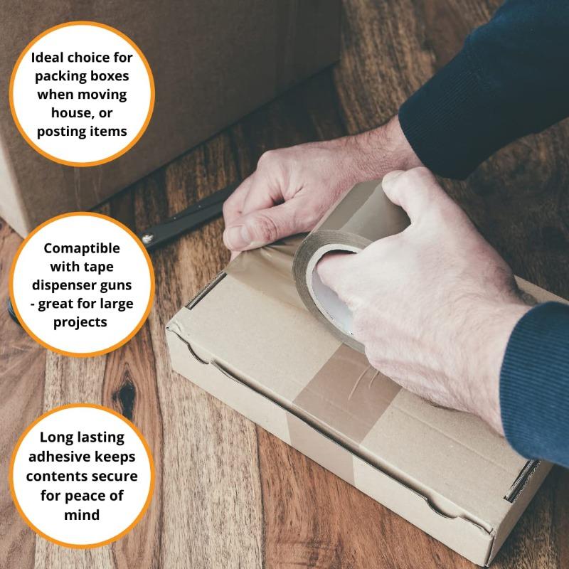 Brown Sealing Packing Tape, 4.8 Cm Wide and 69.49 Meter Long, Heavy-duty Packaging Tape for Dispensers, Packaging Tape