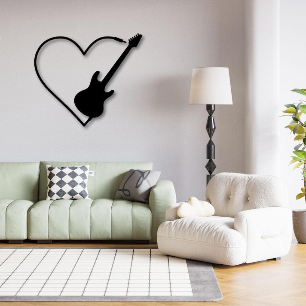 Handmade Metal Guitar Wall Art Sculpture for Music Room, Home Decor, Gift for Rock Music Lovers