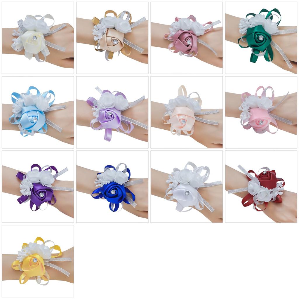 Seidenblumen-Handgelenk-Corsage für Hochzeitszeremonien Handgemacht Braut Brautjungfer Fotografie Handgelenkblume Hochzeitsaccessoire