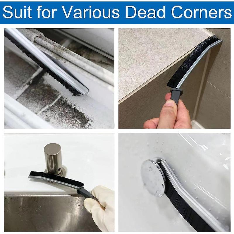 3 Pcs Corner Cleaning Brush, Bathroom Brush with Stiff Bristles, Crevice and Grout Cleaning Brush