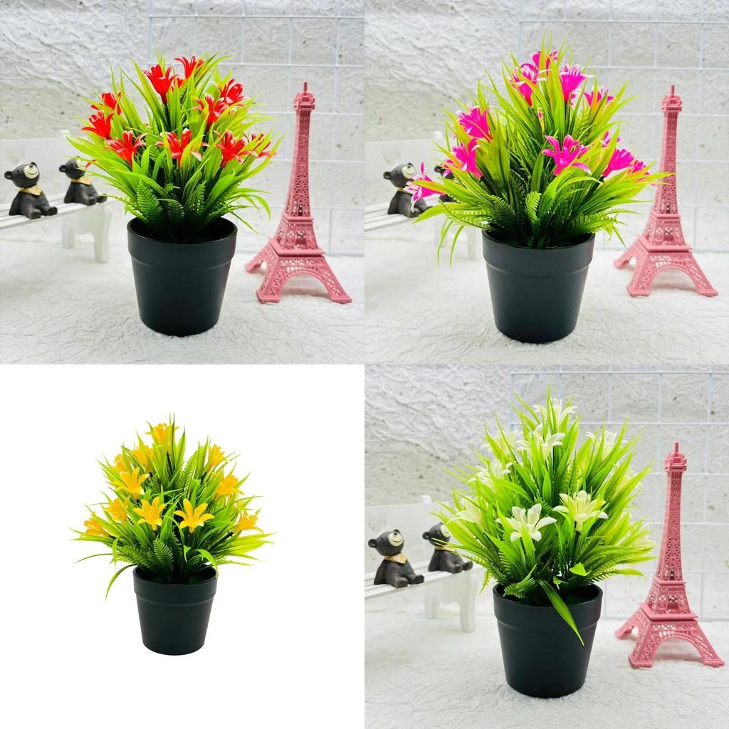 30cm Artificial Orchid Green Plant Plastic Pot For Hotel Window Showcase Decor