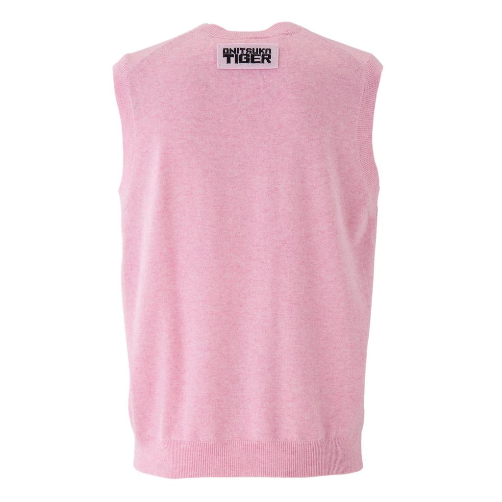 ONITSUKA TIGER Knit Vest Solid Color Sleeveless Round Neck Knitted Pullover Unisex Vest Pink 2183B366-700