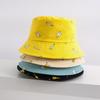 Hot, double-sided bucket hat women's summer sunshade basin hat cartoon print short-brimmed sunscreen damp hat