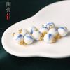 Ceramic Beads Buttons Blue And White Porcelain Decorative Buttons Chinese National Style Retro Cheongsam Buttons Hanfu Tang Suit Shirt Buttons