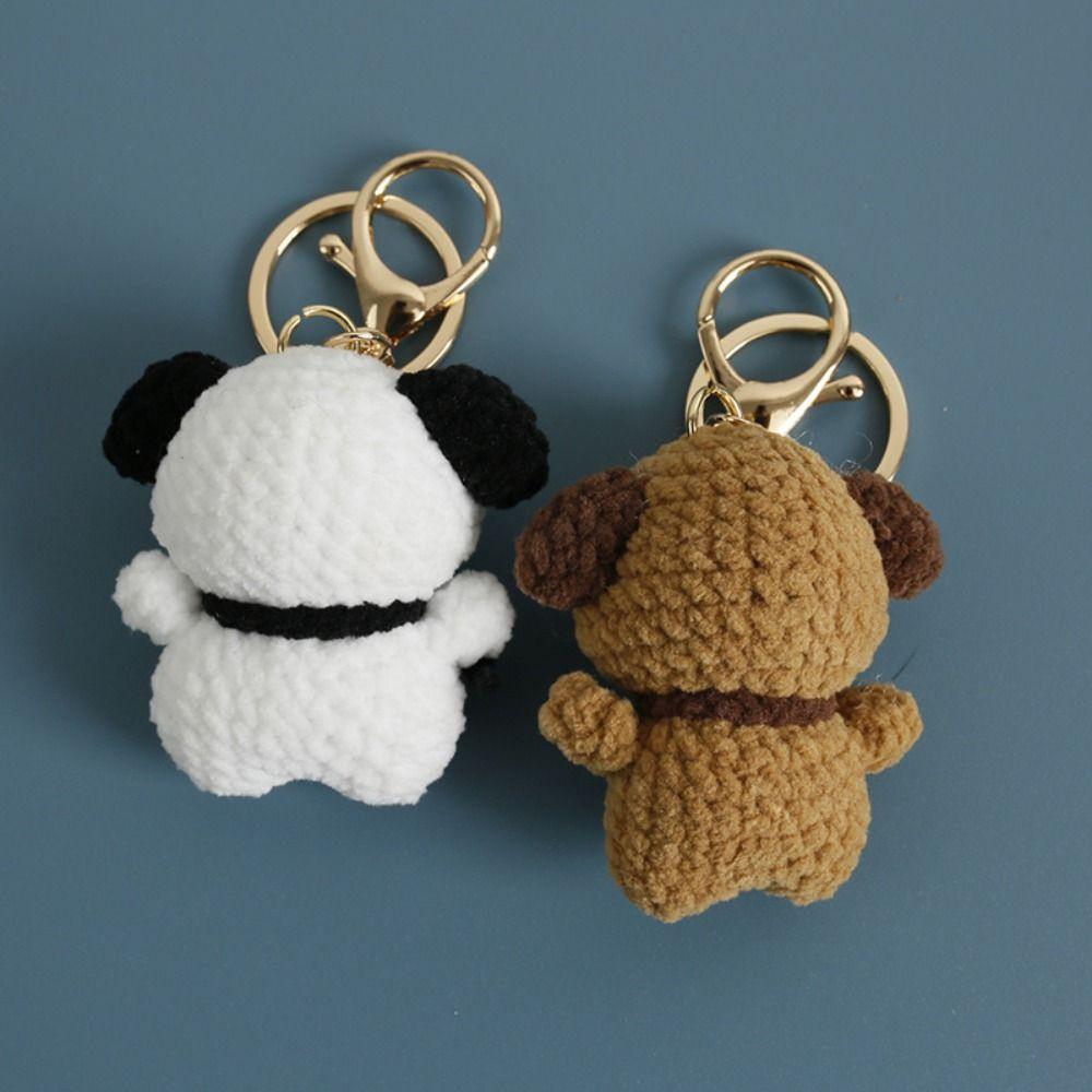 Finished Product Handwoven Dog Key Ring Animal Doll Crochet Keychains Knitted Dog Pendant Backpack
