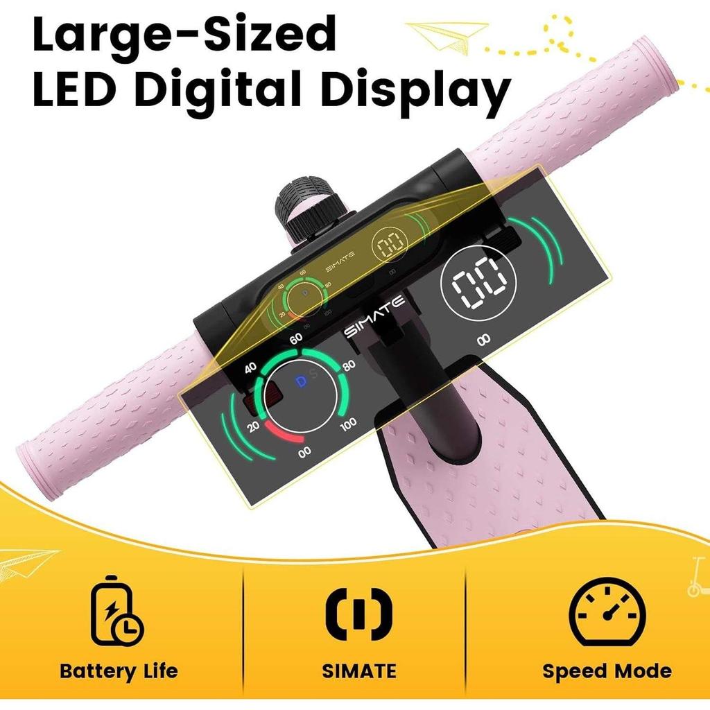 S2 Elektrická kovová dětská koloběžka s LED displejem a barevnými světly pro děti ve věku 6~14 let