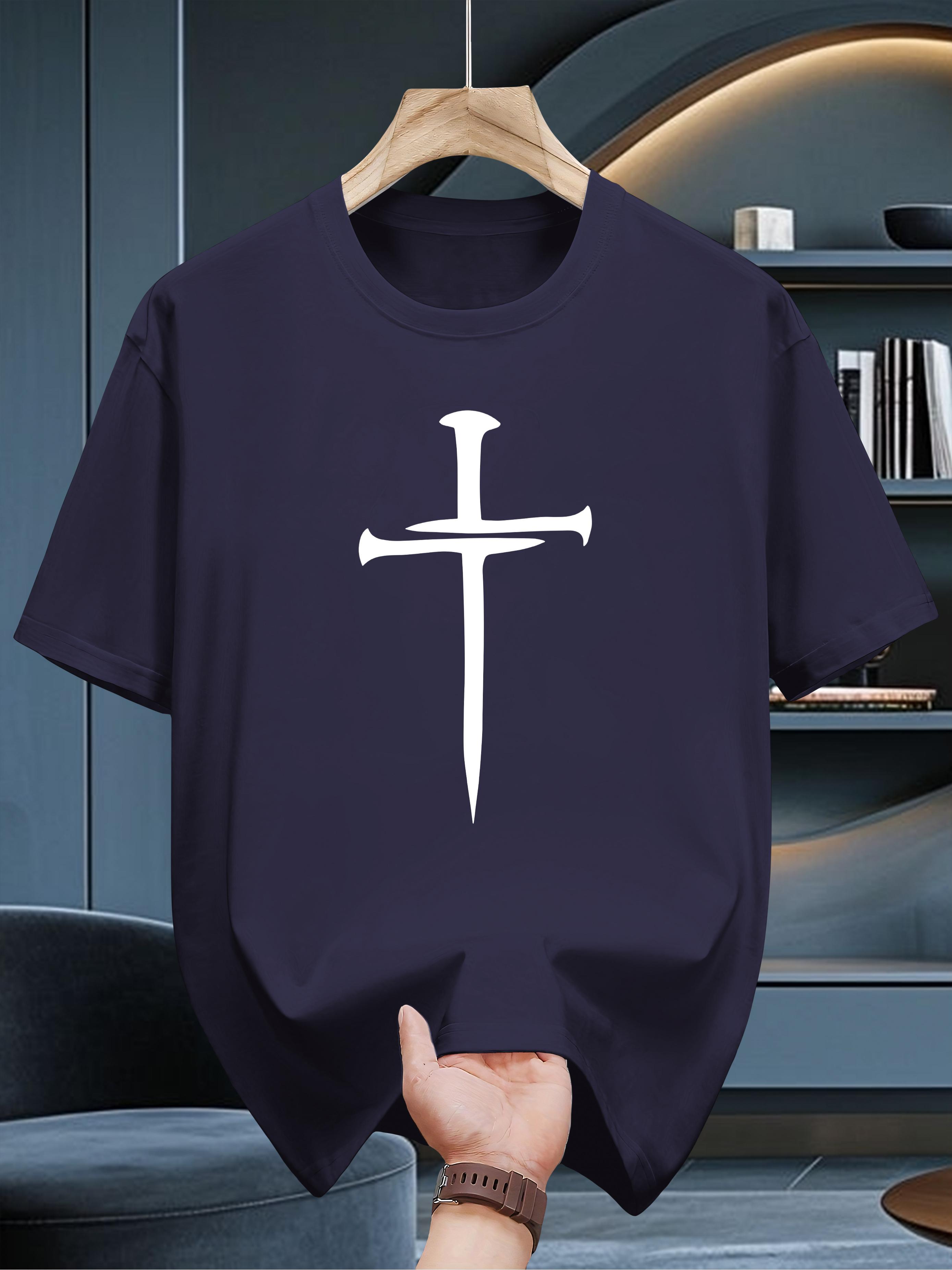 200g 100% Crew Neck T-shirt with Geometric Pattern XXL
