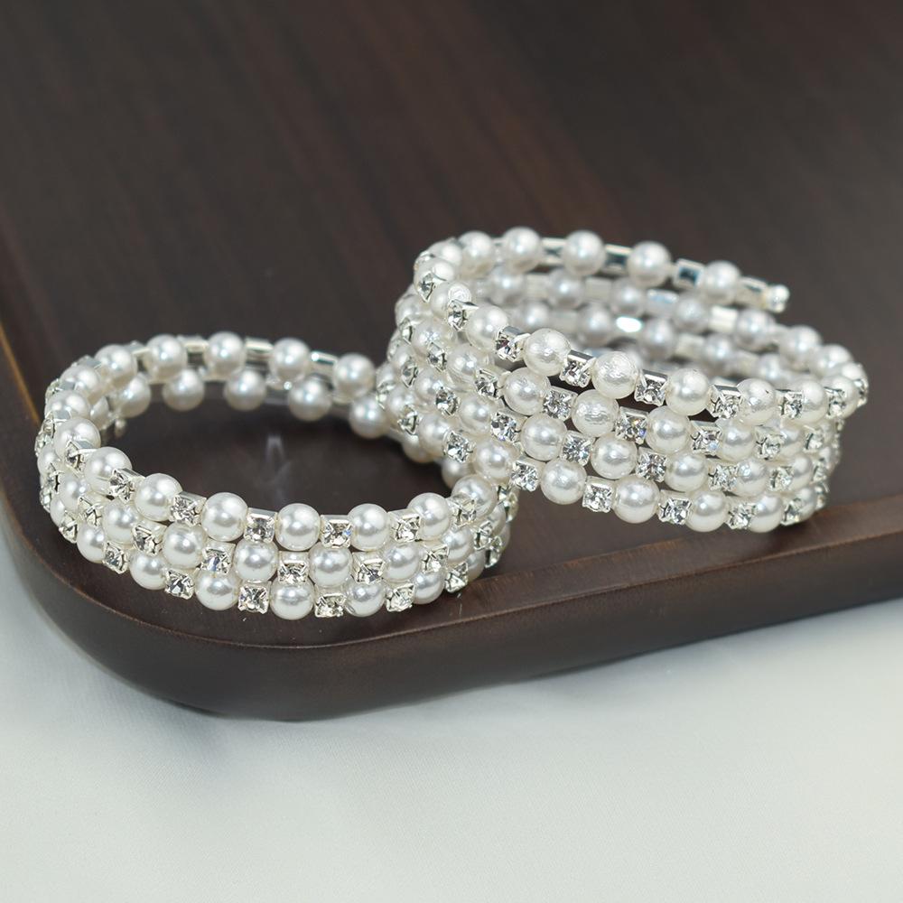 2023 Korean Style Pearl & Rhinestone Open Bangle for Women
