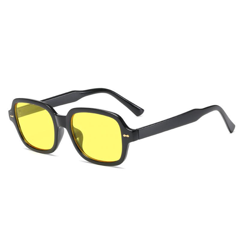 Vintage Square Sunglasses Women Fashion Small Frame Yellow Black Sun Glasses Male Female Retro Rivet Morror
