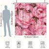 1Pc Pink Peonies Shower Curtain - Full Blooming Flowers & Dark Green Leaves, Polyester, 70.8X70.8", 12 Hooks, Elegant Decor
