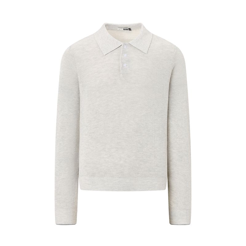 Kisko Simple Retro Polo Collar Basic Knit Long-Sleeve Unisex High-End Cleanfit Top Trendy