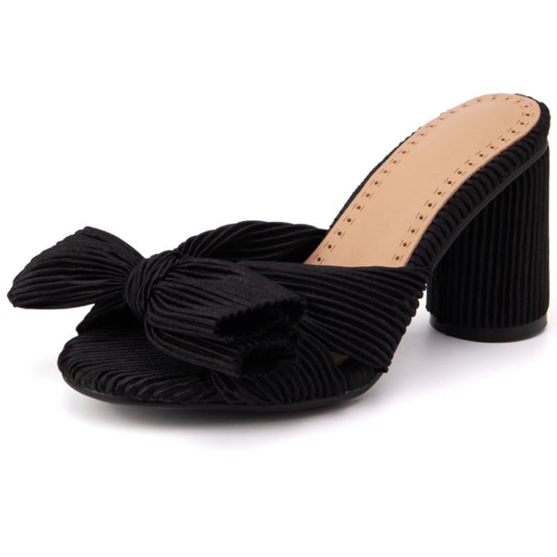 Fashion Fashion Summer Slippers Sandals Shoes Woman Outside Sweet Bow High Heels Slides Green Red Black Party Shoes Female Large Size 50
