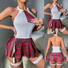 Boudoir Funny Role Play School Girls Uniforms Sexy Lingerie Sets Hot Women Plaid Lace Underwear Sets Cosplay Erotic Costumes