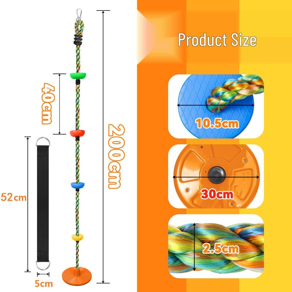 Large Children's Disc Swing with Climbing Rope - Sensory Training Playground Toy for Kindergartens