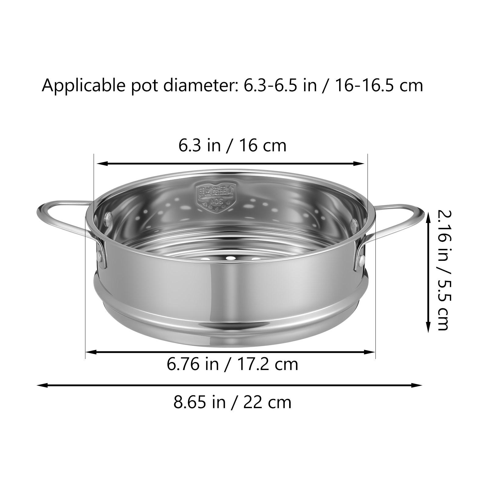 22Cm Dual Handle Stainless Steel Steamer Grid Good Sealing Brim Stackable Steamer Basket for Cooking Buns Dumplings Steam