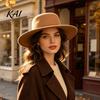 Retro Styl Doplněk k šatům Plochý klobouk Fedora, Klobouk Derby ze směsi vlny, Univerzální formální pokrývka hlavy Jazz, Široký okraj Plstěný klobouk pro ženy, Akce &