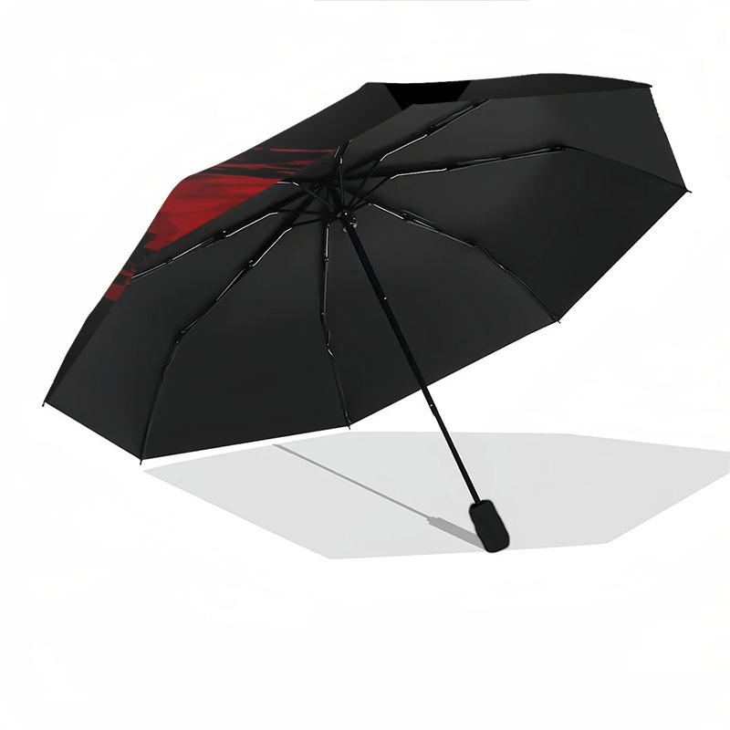Yin Yang, Red Themed Automatic Opening and Closing Umbrella, Brightly Colored 8-rib Portable Umbrella, Suitable for Men and Women, A Perfect