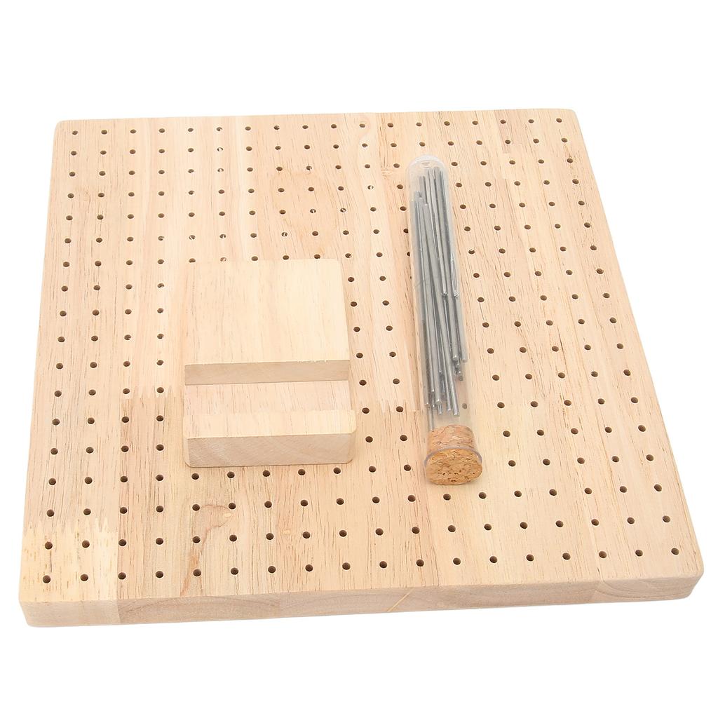 Wooden Blocking Board 324 Holes Polished Rubber Wood Handcrafted Knitting Board with Steel Pins Needles for Crocheting